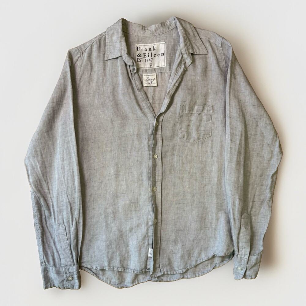 Frank & Eileen Linen Barry Shirt Women's Medium Gray Long Sleeve California